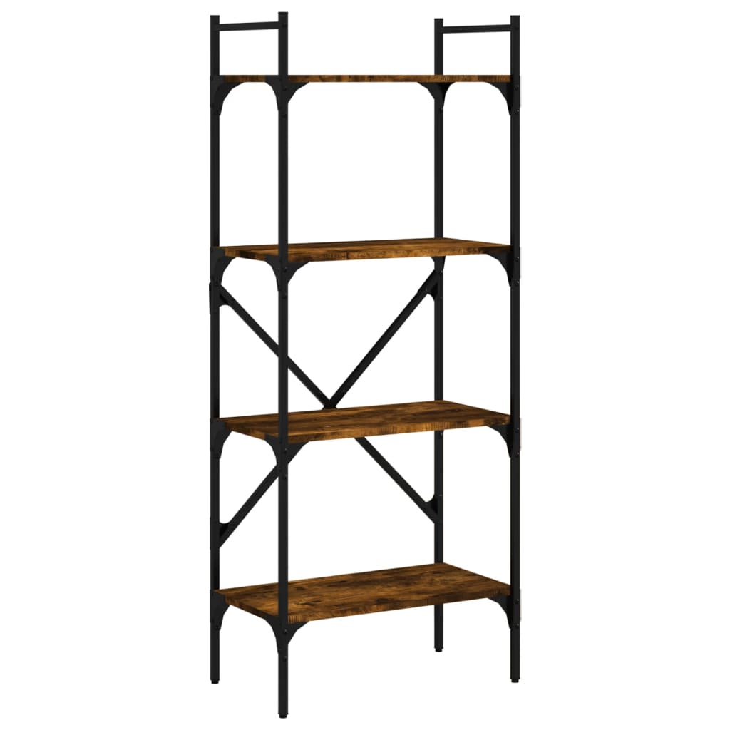 Βιβλιοθήκη 4 Επιπέδων Καπνιστή Δρυς 56x31,5x138,5 εκ Επεξ. Ξύλο 2