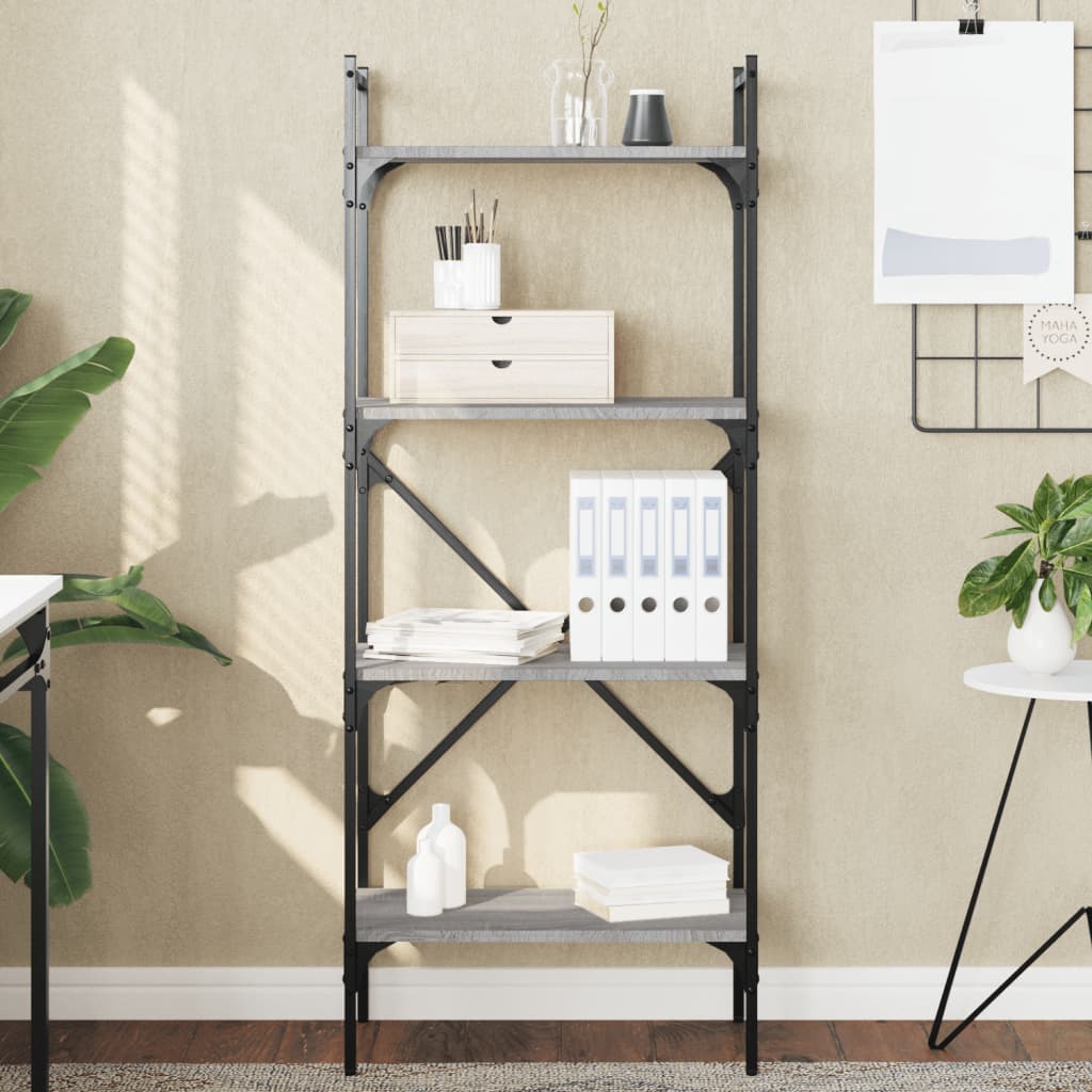 Βιβλιοθήκη 4 Επιπέδων Γκρι Sonoma 56x31,5x138,5 εκ. Επεξ. Ξύλο 1