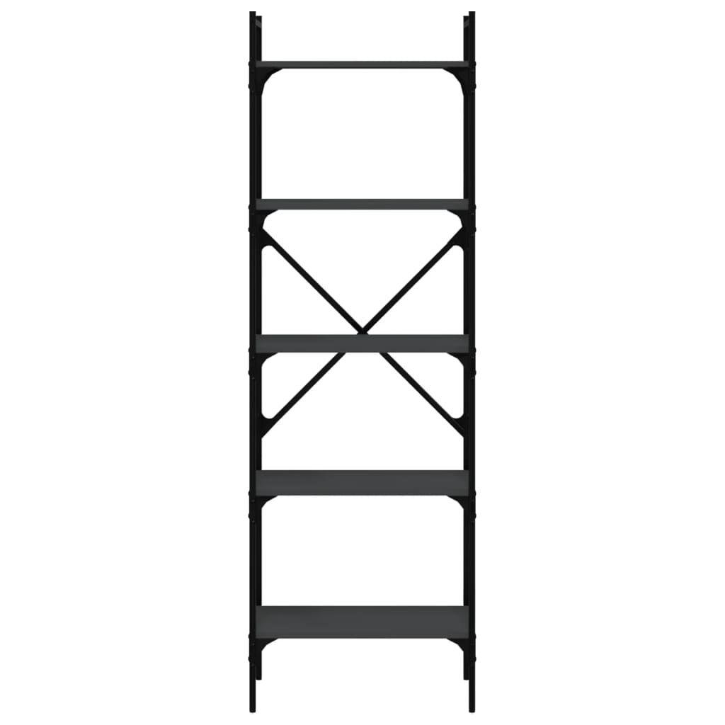 Βιβλιοθήκη 5 Επιπέδων Μαύρη 56x31,5x174 εκ. από Επεξ. Ξύλο 4