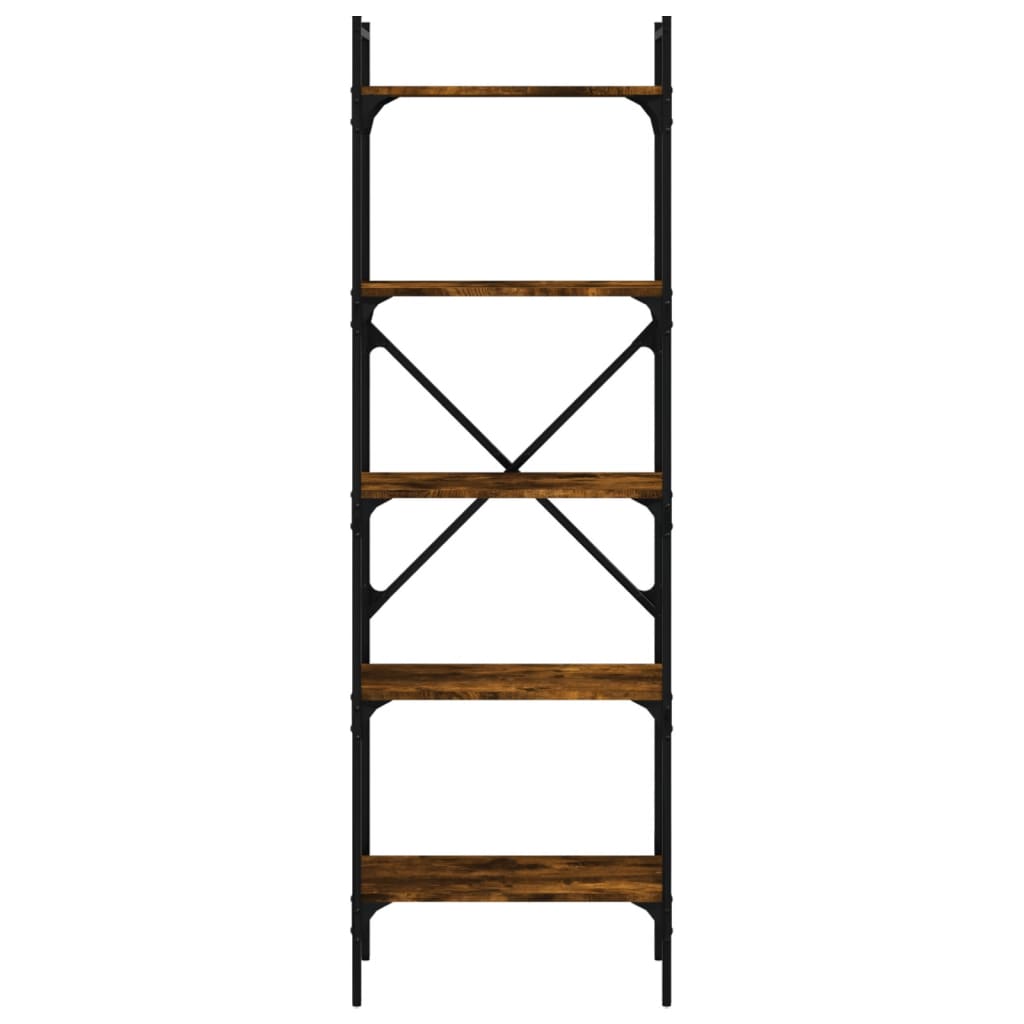 Βιβλιοθήκη 5 Επιπέδων Καπνιστή Δρυς 56x31,5x174εκ. Επεξ. Ξύλο 4