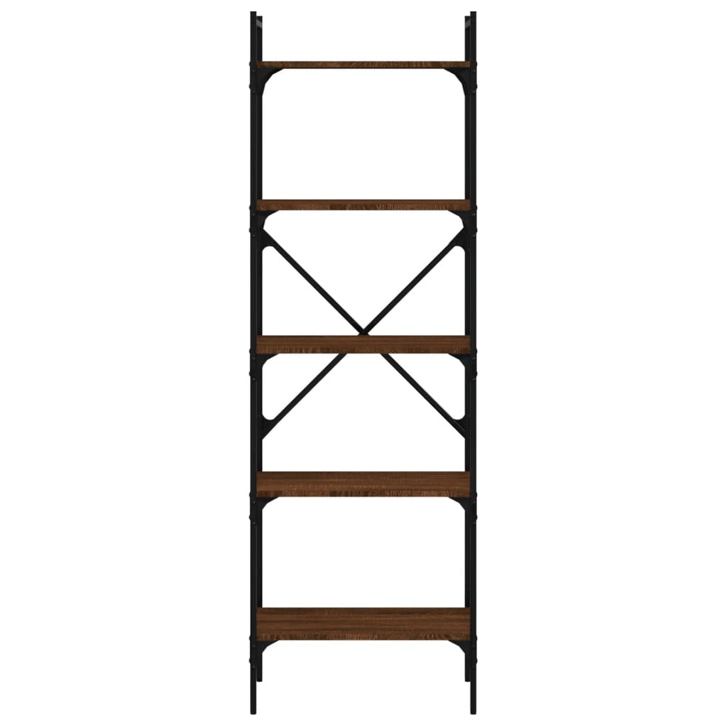 Βιβλιοθήκη 5 Επιπέδων Καφέ Δρυς 56x31,5x174 εκ. Επεξ. Ξύλο 4