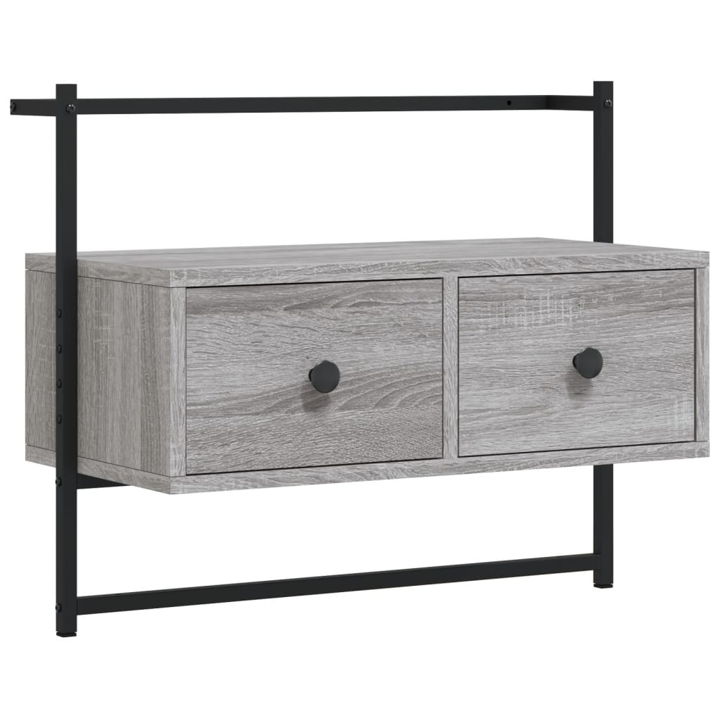 Έπιπλο Τηλεόρασης Επιτοίχιο Γκρι Sonoma 60,5x30x51 εκ. Επ. Ξύλο 2