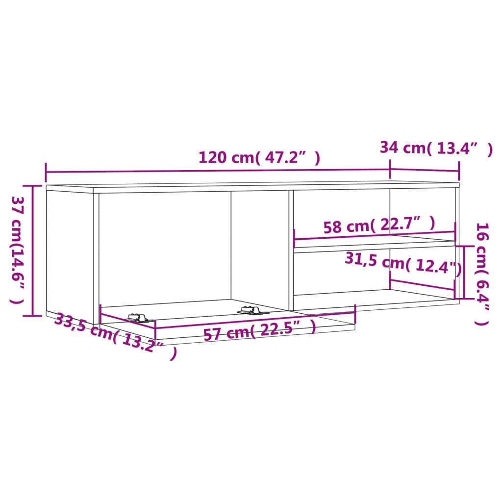 Έπιπλο Τηλεόρασης Καφέ Δρυς 120x34x37 εκ. Επεξ. Ξύλο 9