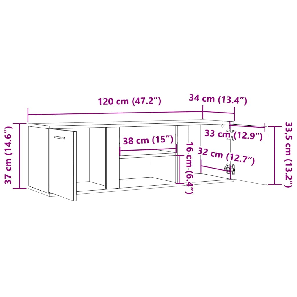 Έπιπλο Τηλεόρασης Καπνιστή Δρυς 120x34x37 εκ. Επεξ. Ξύλο 9