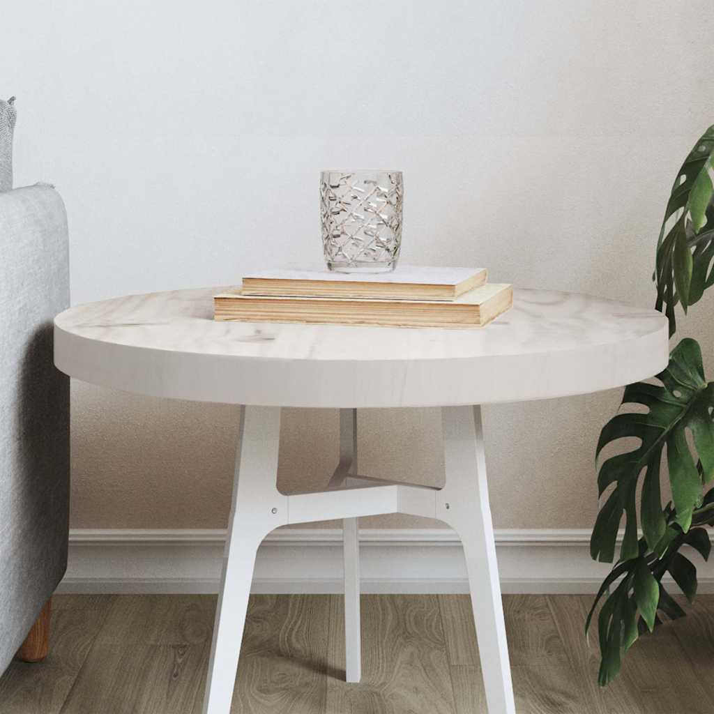 Επιφάνεια Τραπεζιού Στρογγυλή Λευκή Ø50x3 εκ. Μασίφ Ξύλο Πεύκου 1