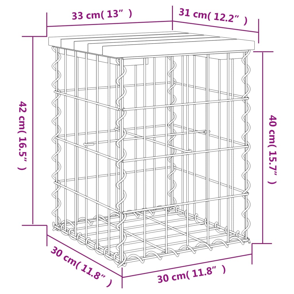 Πάγκος Κήπου Συρματοκιβώτιο 33 x 31 x 42 εκ. Μασίφ Ψευδοτσούγκα 8