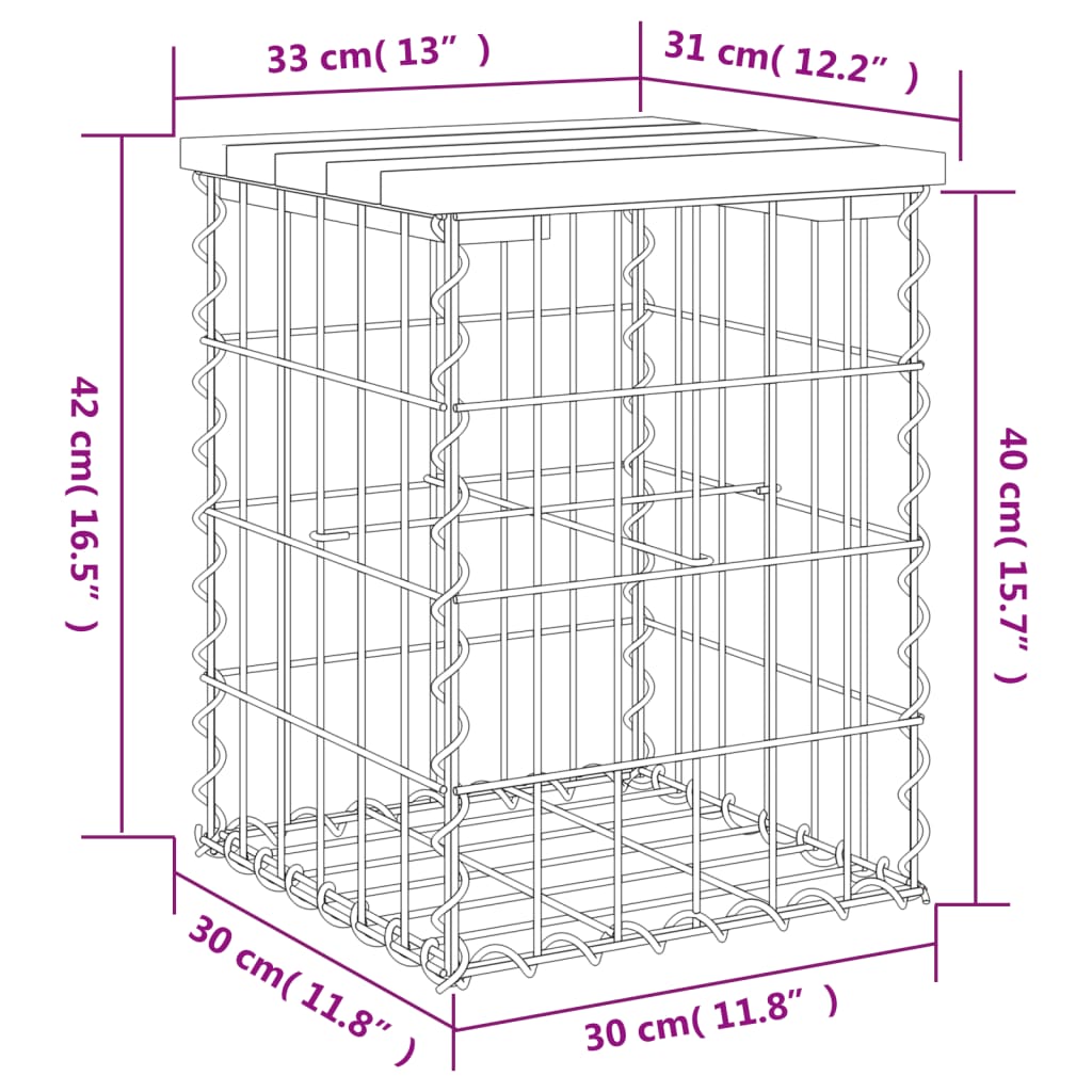 Παγκάκι Κήπου Συρματοκιβώτιο 33x31x42 εκ. Εμποτ. Ξύλο Πεύκου 8