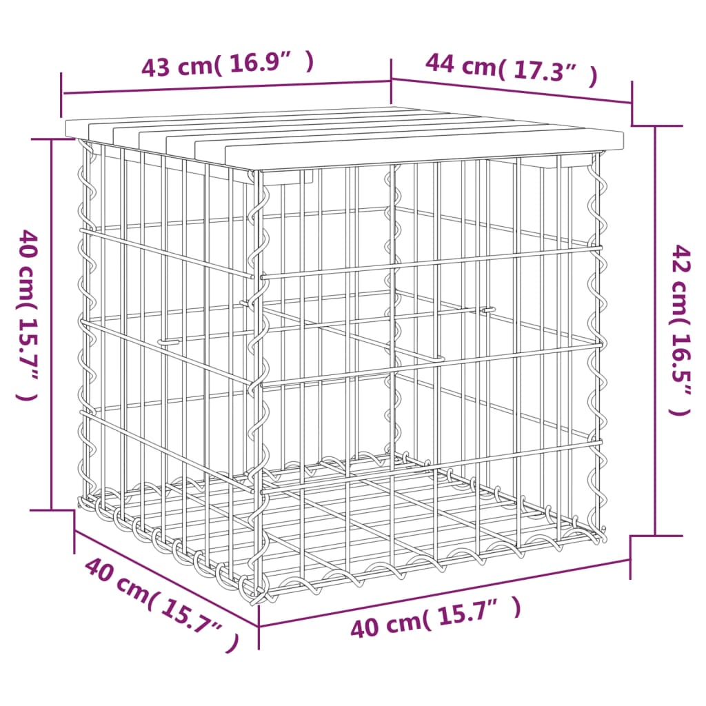 Παγκάκι Κήπου Συρματοκιβώτιο 43x44x42 εκ. από Μασίφ Ξύλο Πεύκου 8