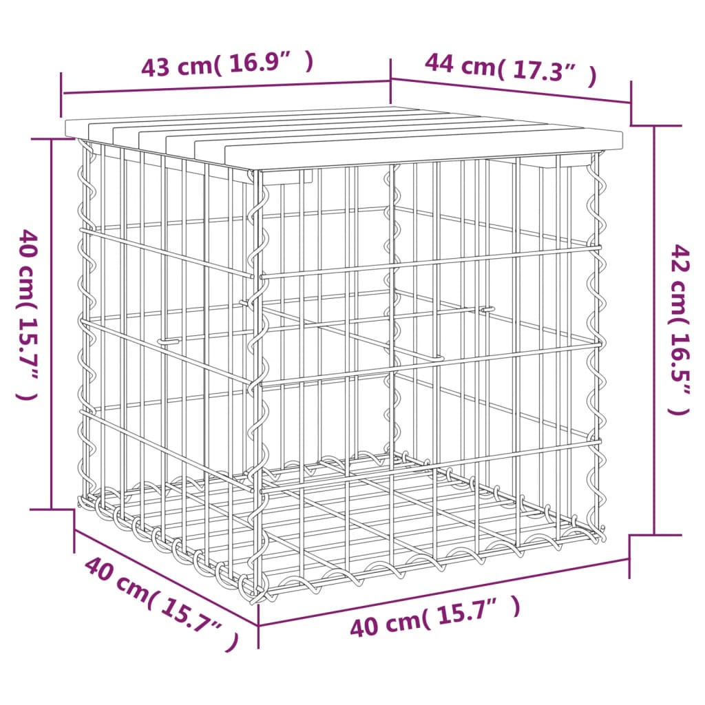 Πάγκος Κήπου Συρματοκιβώτιο 43 x 44 x 42 εκ. Μασίφ Ψευδοτσούγκα 8