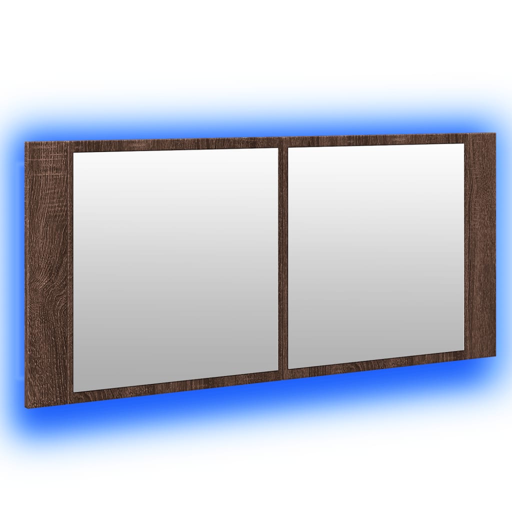 Ντουλάπι Μπάνιου με Καθρέφτη/LED Καφέ Δρυς 100x12x45 εκ. 5