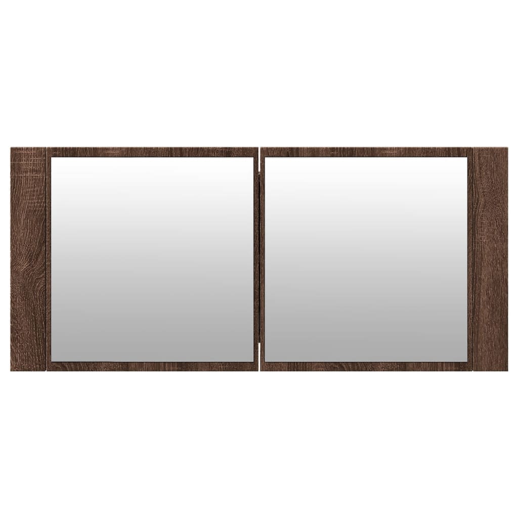 Ντουλάπι Μπάνιου με Καθρέφτη/LED Καφέ Δρυς 100x12x45 εκ. 7