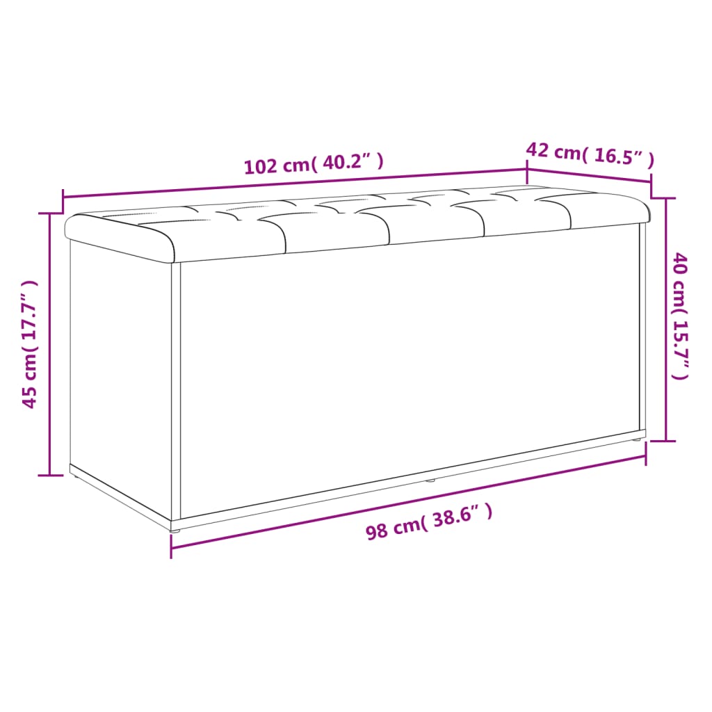 Παγκάκι Αποθήκευσης Λευκό 102 x 42 x 45 εκ. από Επεξεργ. Ξύλο 10