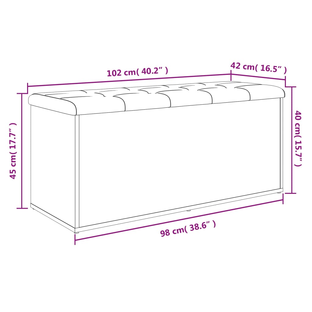 Παγκάκι Αποθήκευσης Καφέ Δρυς 102x42x45 εκ. από Επεξ. Ξύλο 10