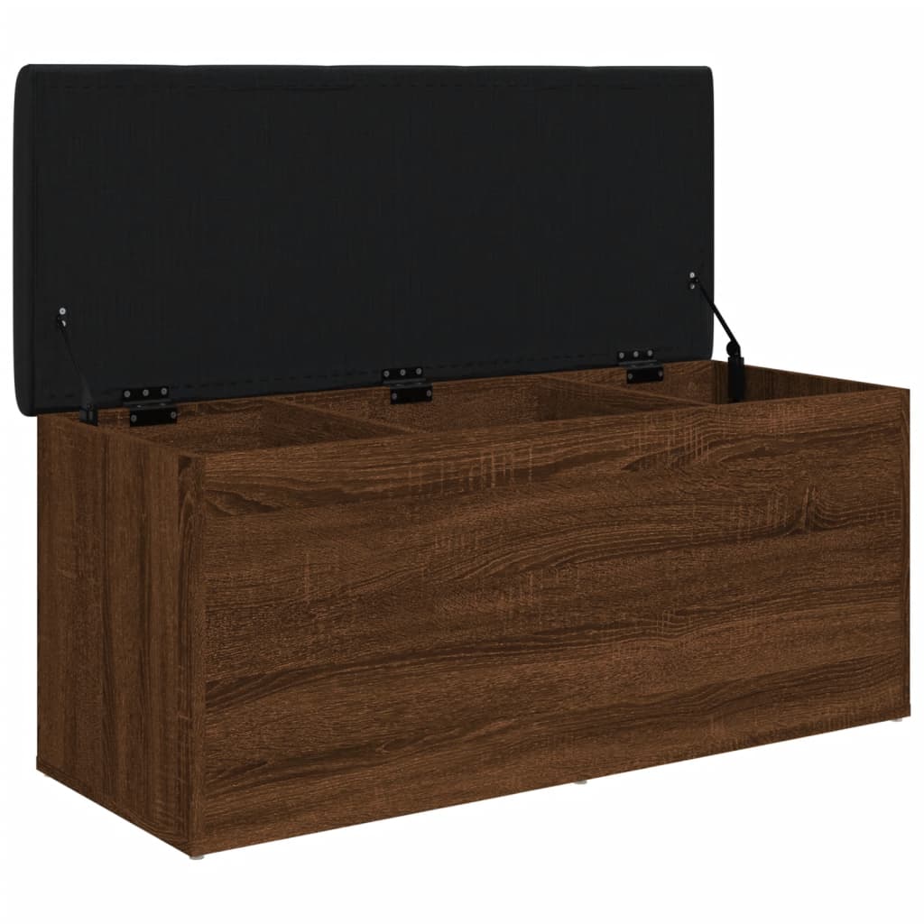 Παγκάκι Αποθήκευσης Καφέ Δρυς 102x42x45 εκ. από Επεξ. Ξύλο 4