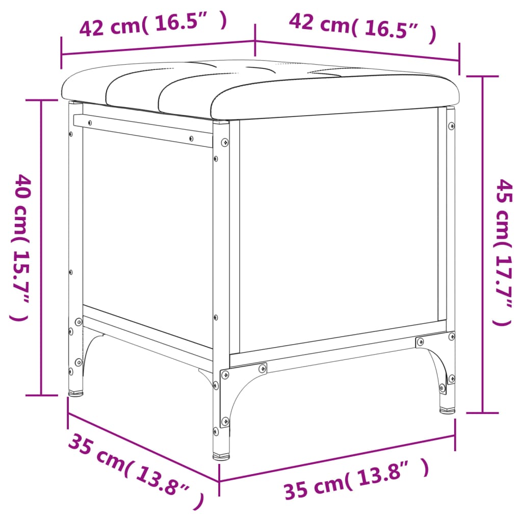 Παγκάκι Αποθήκευσης Γκρι Sonoma 42x42x45 εκ. Επεξεργασμένο Ξύλο 10