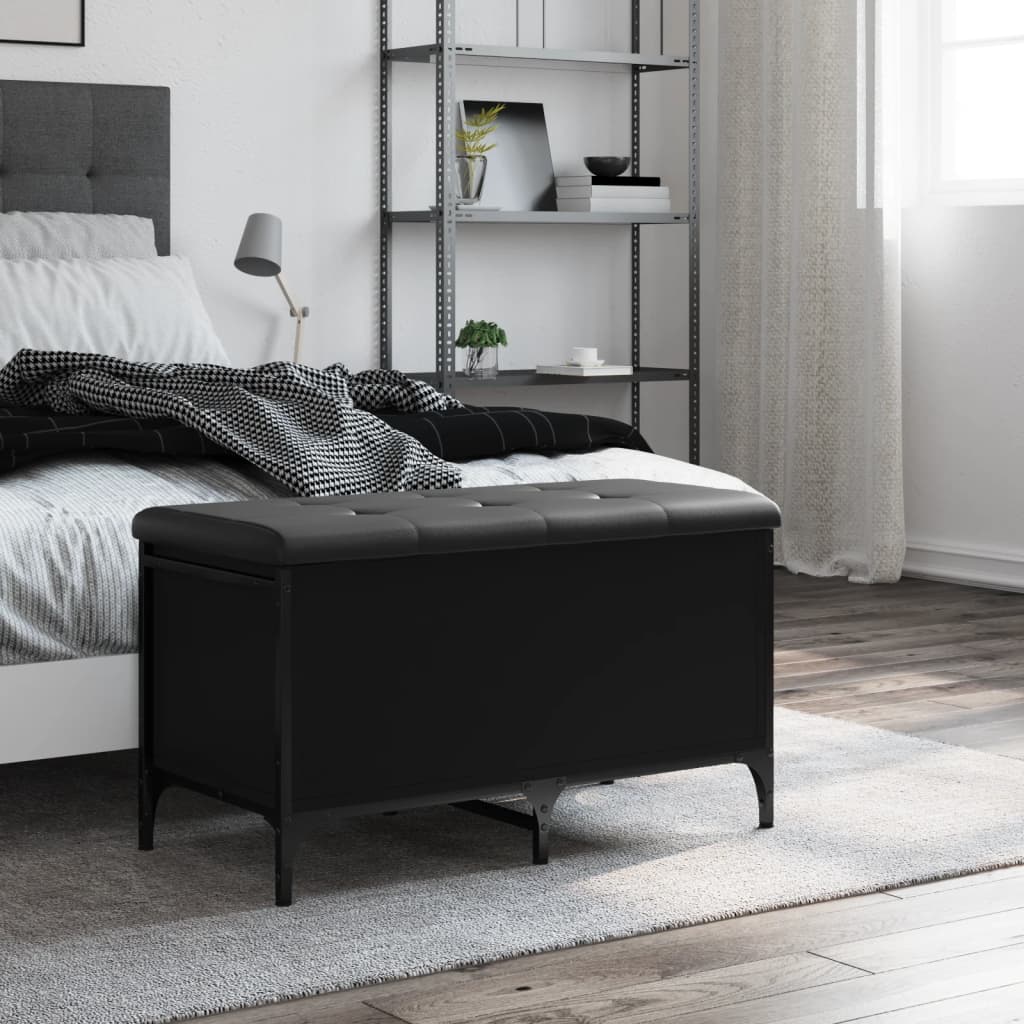 Παγκάκι Αποθήκευσης Μαύρο 82x42x45 εκ. από Επεξεργασμένο Ξύλο 3