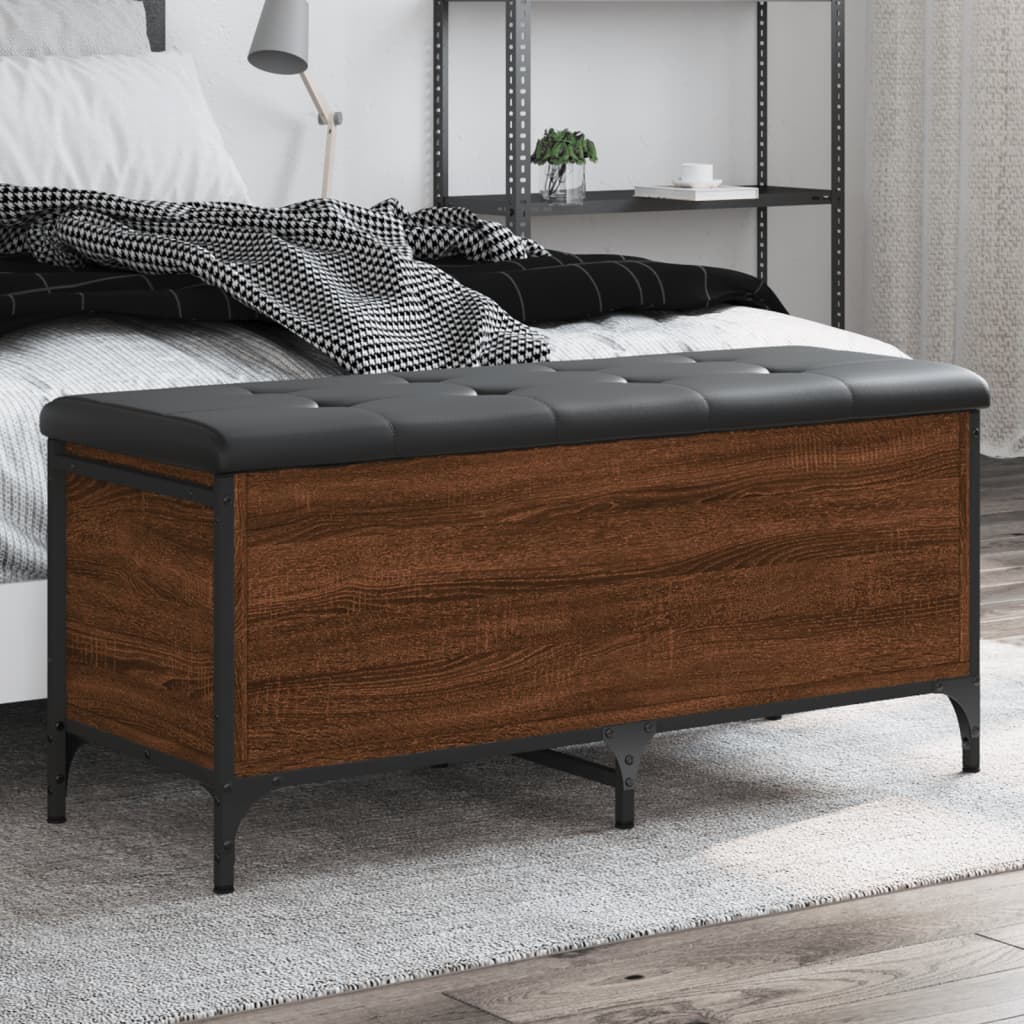 Παγκάκι Αποθήκευσης Καφέ Δρυς 102x42x45 εκ. από Επεξ. Ξύλο 1