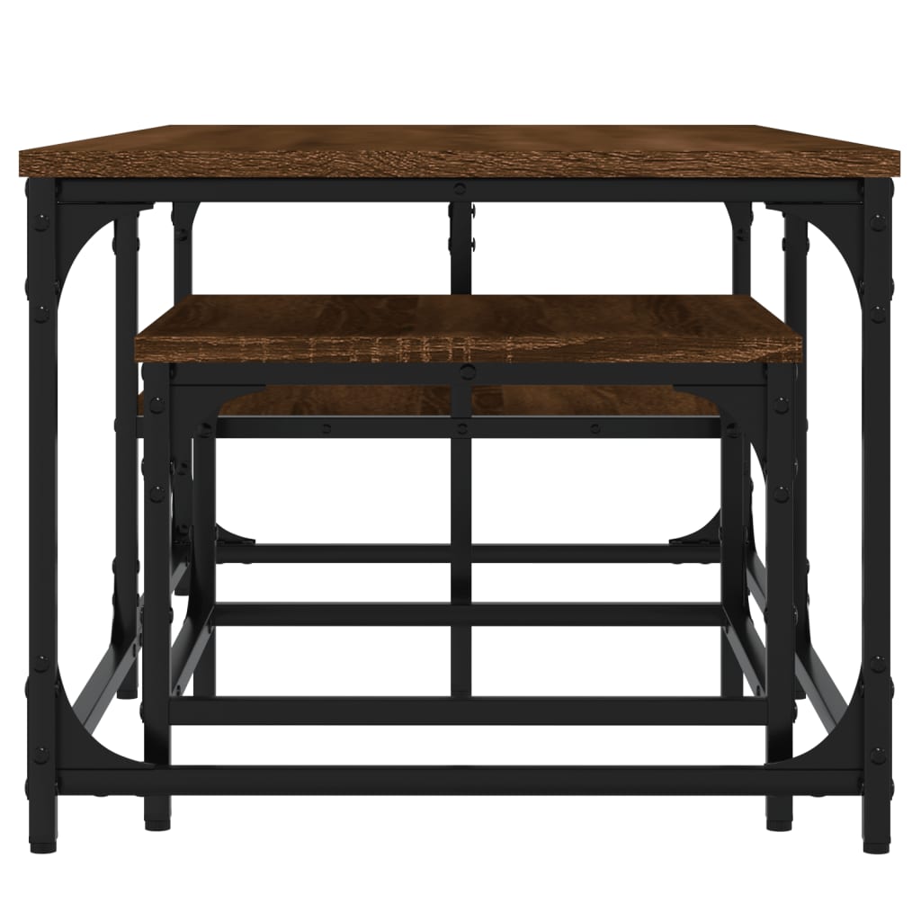 Τραπεζάκια Ζιγκόν 2 τεμ. Καφέ Δρυς από Επεξεργασμένο Ξύλο 5