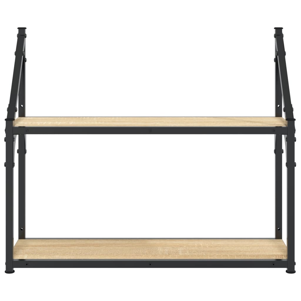 Ραφιέρα Τοίχου με 2 Ράφια Sonoma Δρυς 60x21x51 εκ Επεξεργ. Ξύλο 4