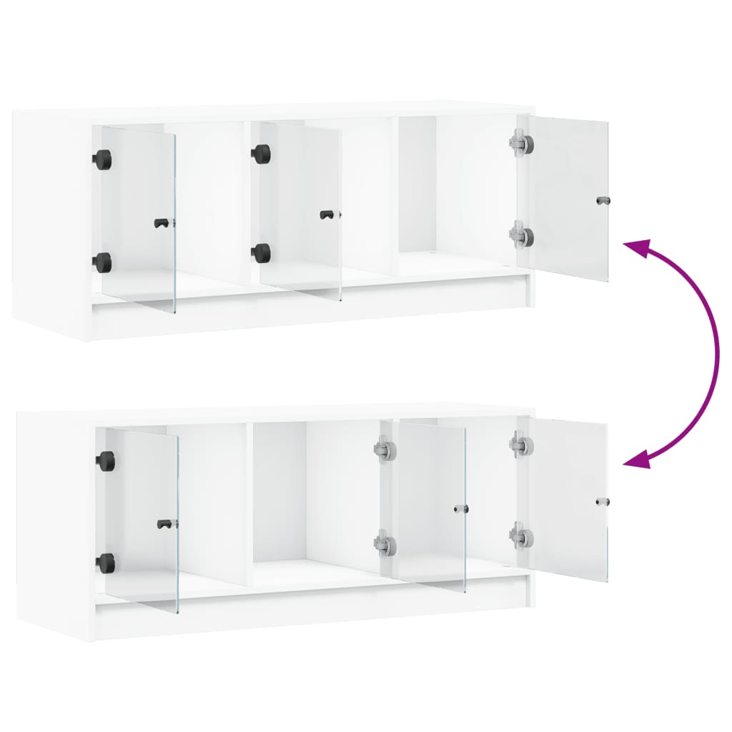 Έπιπλο Τηλεόρασης Λευκό 102x37x42 εκ. με Γυάλινες Πόρτες 9