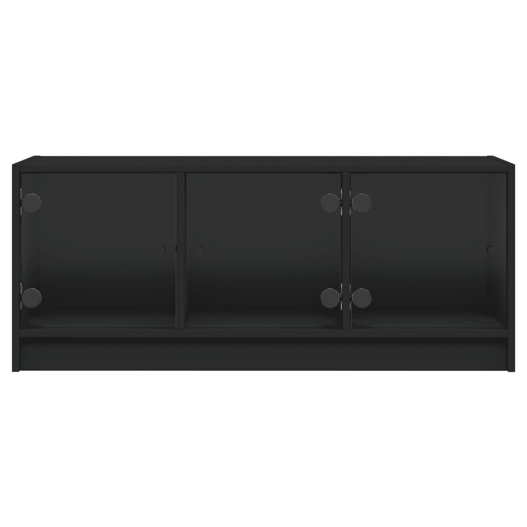 Έπιπλο Τηλεόρασης Μαύρο 102x37x42 εκ. με Γυάλινες Πόρτες 6