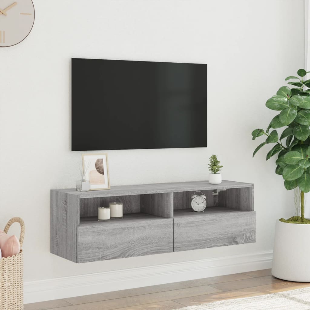Έπιπλο Τηλεόρασης Τοίχου Γκρι Sonoma 100x30x30 εκ. Επεξ. Ξύλο 3