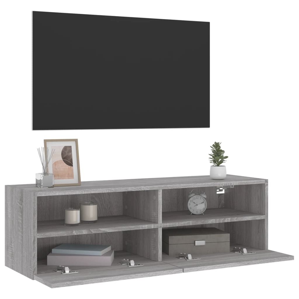 Έπιπλο Τηλεόρασης Τοίχου Γκρι Sonoma 100x30x30 εκ. Επεξ. Ξύλο 5