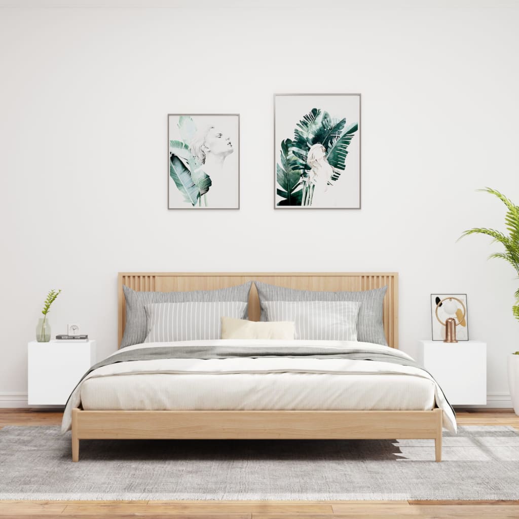 Έπιπλα Τηλεόρασης Τοίχου 2 τεμ. Λευκά 40,5x30x40 εκ. Επεξ. Ξύλο 3