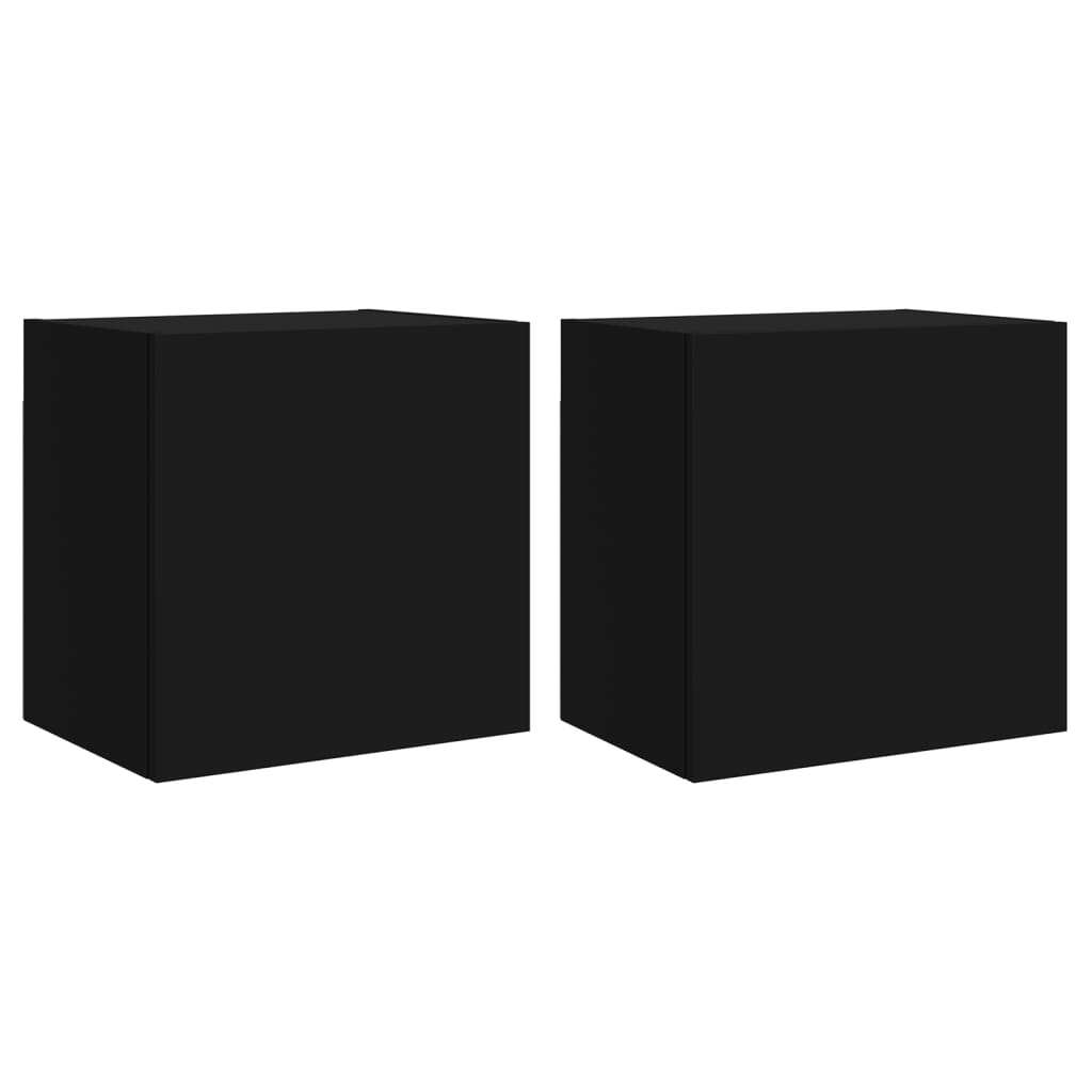 Έπιπλα Τηλεόρασης Τοίχου 2 τεμ Μαύρα 40,5x30x40εκ Επεξ. Ξύλο 2