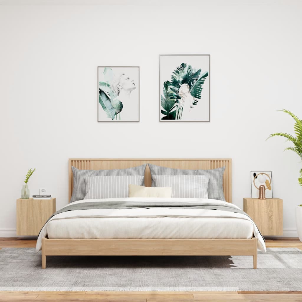 Έπιπλα Τηλεόρασης Τοίχου 2τεμ. Καπν Δρυς 40,5x30x40εκ Επ. Ξύλο 3