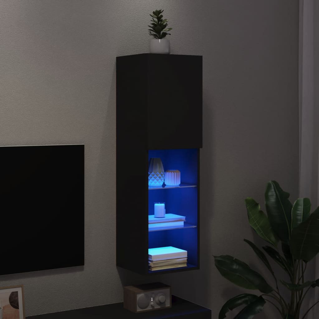 Έπιπλο Τηλεόρασης με LED Μαύρο 30,5x30x102 εκ. 5
