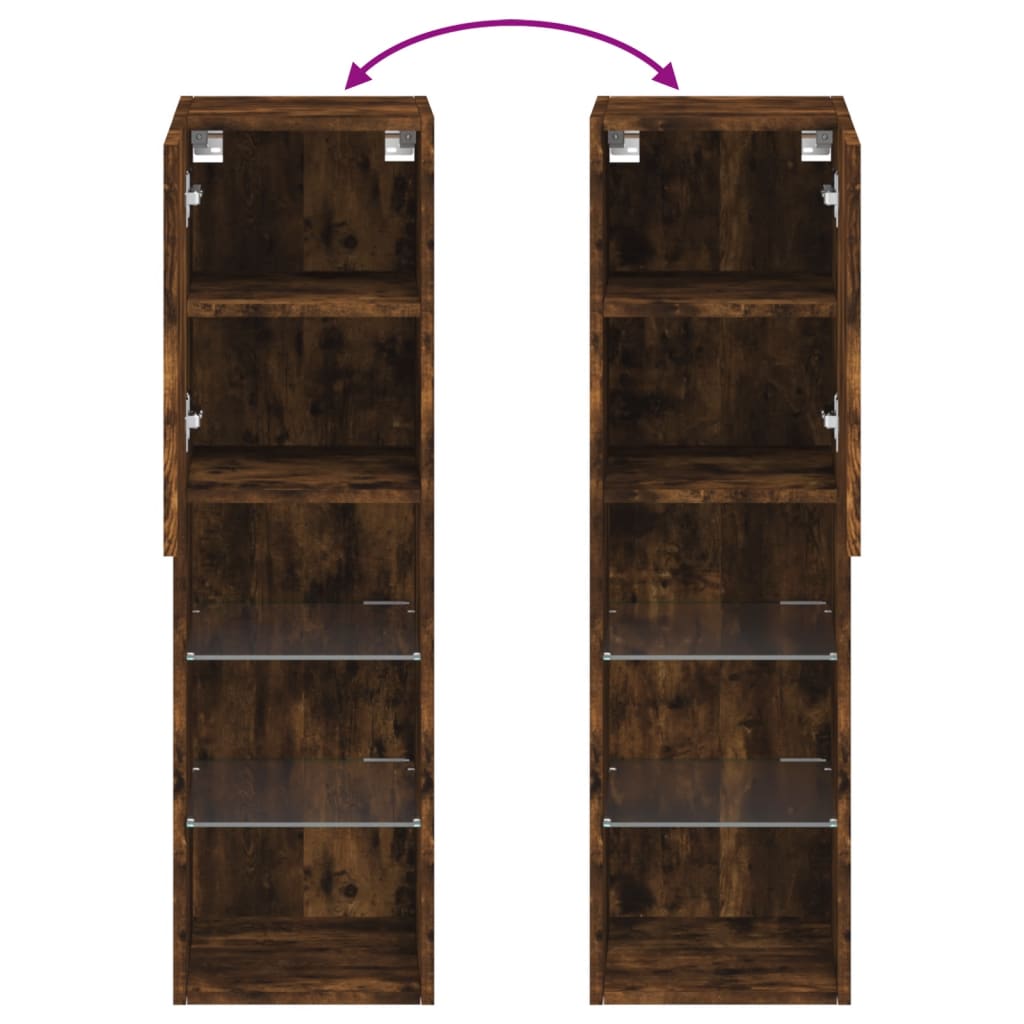 Έπιπλο Τηλεόρασης με LED Καπνιστή Δρυς 30,5x30x102 εκ. 12