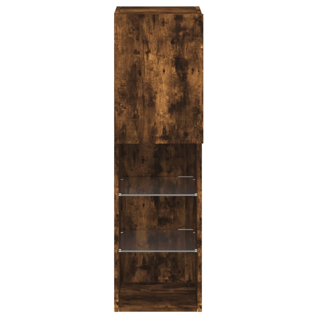 Έπιπλο Τηλεόρασης με LED Καπνιστή Δρυς 30,5x30x102 εκ. 9