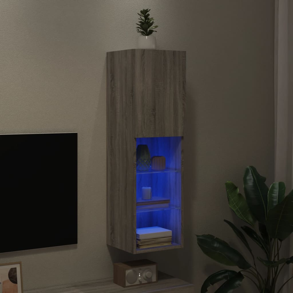 Έπιπλο Τηλεόρασης με LED Γκρι Sonoma 30,5x30x102 εκ. 5