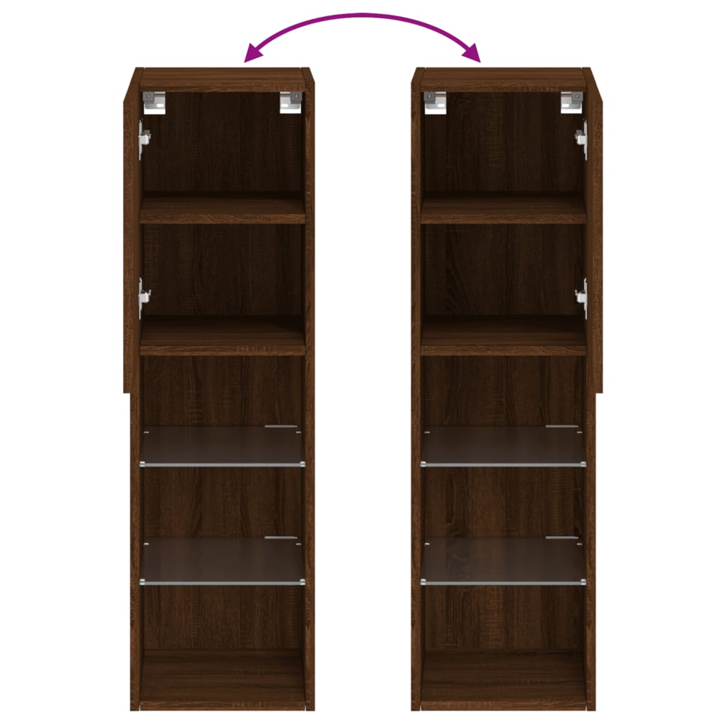 Έπιπλα Τηλεόρασης με LED 2 τεμ. Καφέ Δρυς 30,5x30x102 εκ. 12