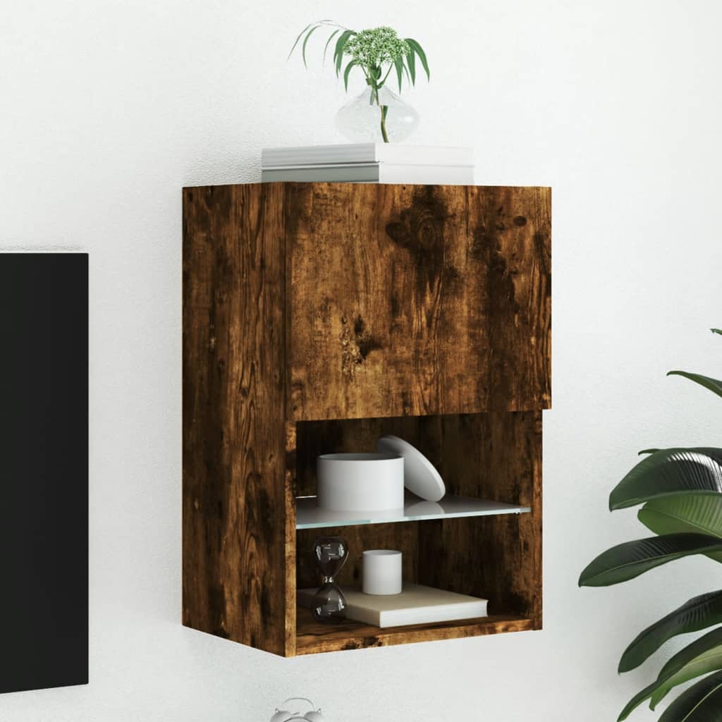 Έπιπλο Τηλεόρασης με LED Καπνιστή Δρυς 40,5x30x60 εκ. 1