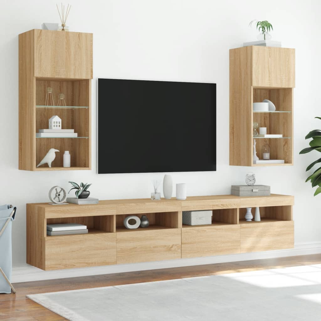 Έπιπλο Τηλεόρασης με LED Sonoma Δρυς 40,5x30x90 εκ. 3