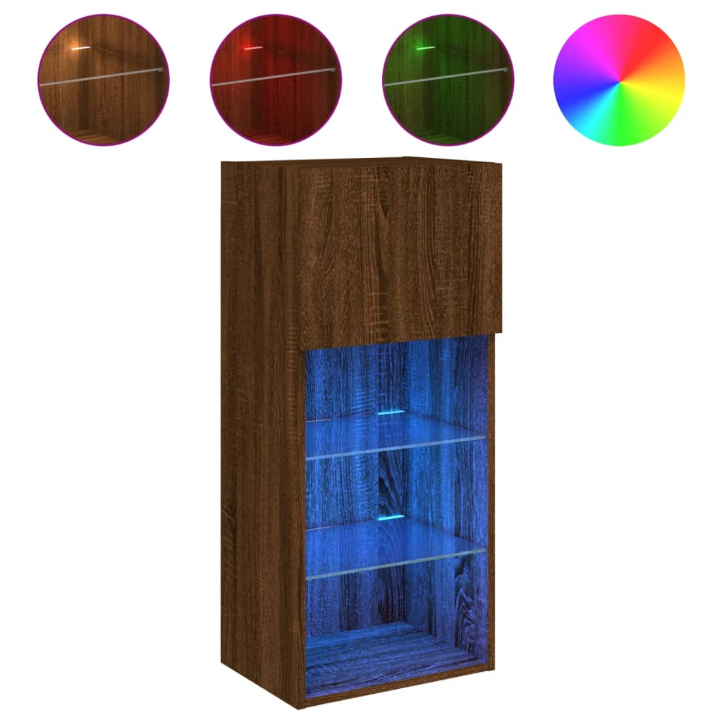 Έπιπλο Τηλεόρασης με LED Καφέ Δρυς 40,5x30x90 εκ. 2