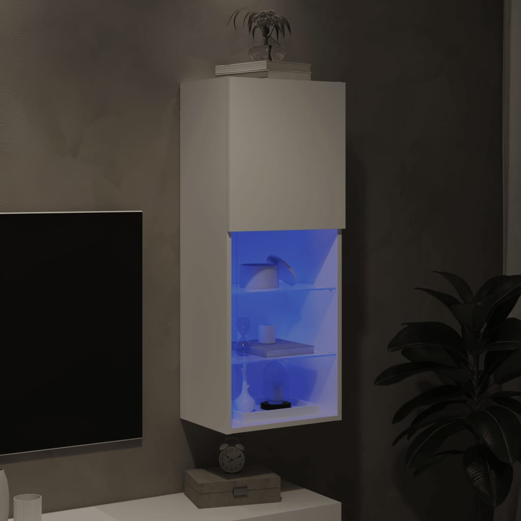 Έπιπλο Τηλεόρασης με LED Λευκό 40,5x30x102 εκ. 5