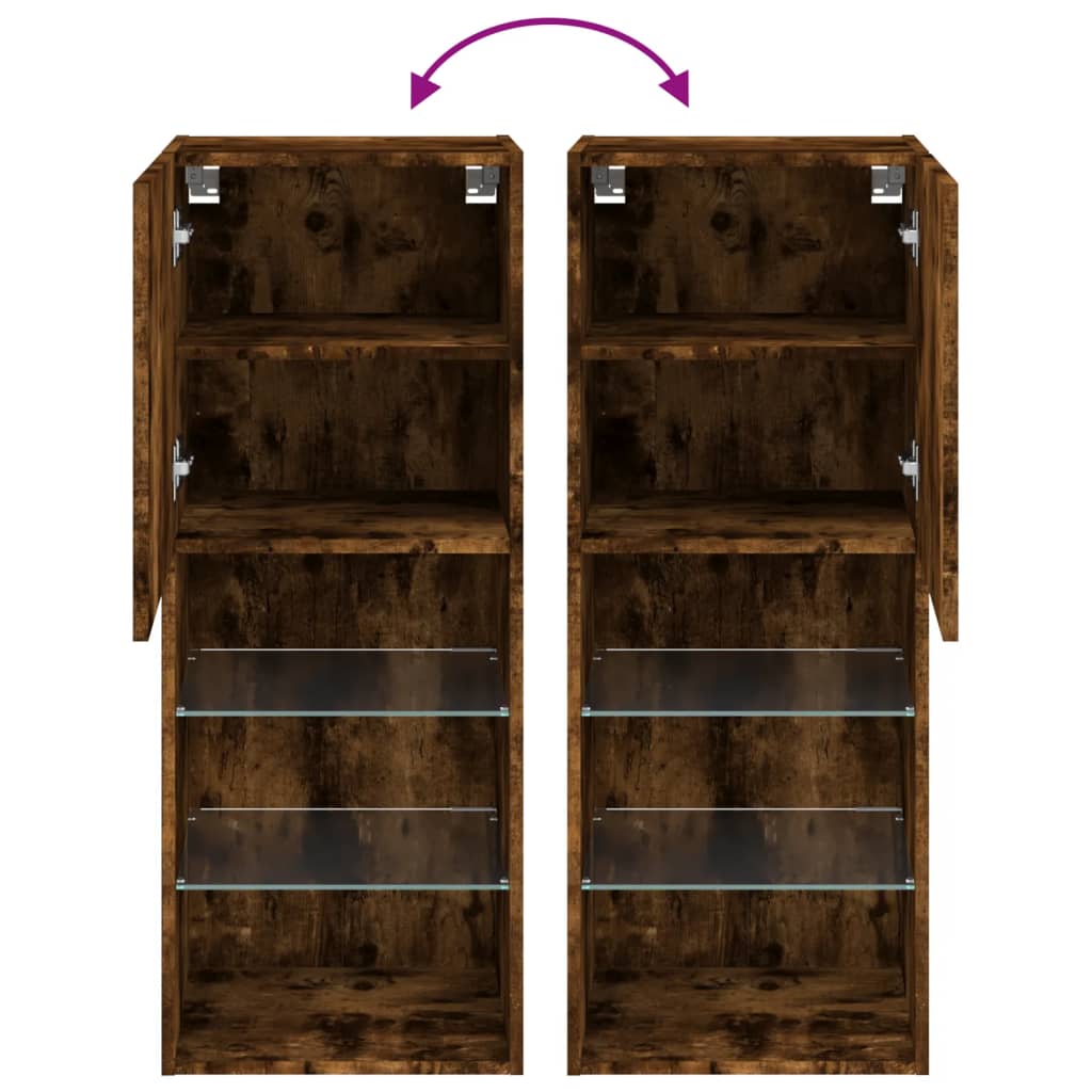 Έπιπλο Τηλεόρασης με LED Καπνιστή Δρυς 40,5x30x102 εκ. 12