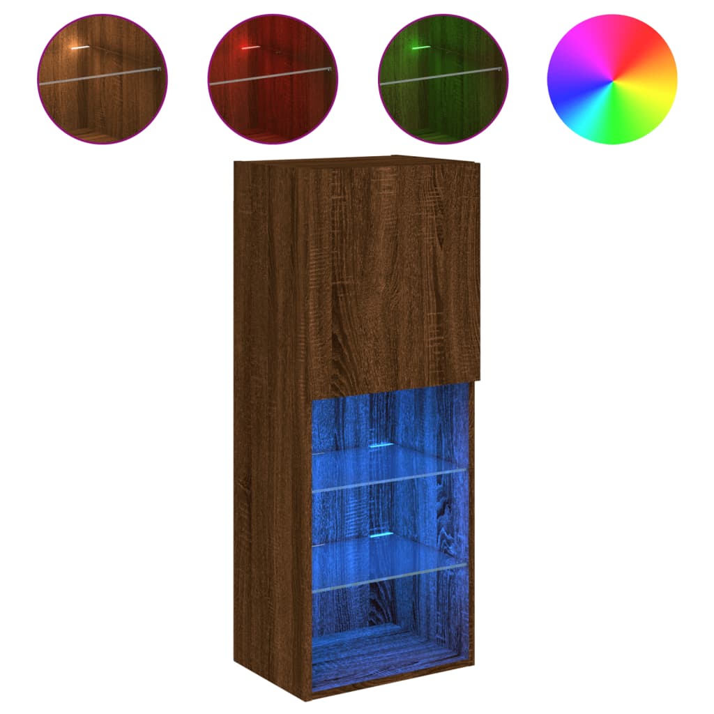 Έπιπλο Τηλεόρασης με LED Καφέ Δρυς 40,5x30x102 εκ. 2