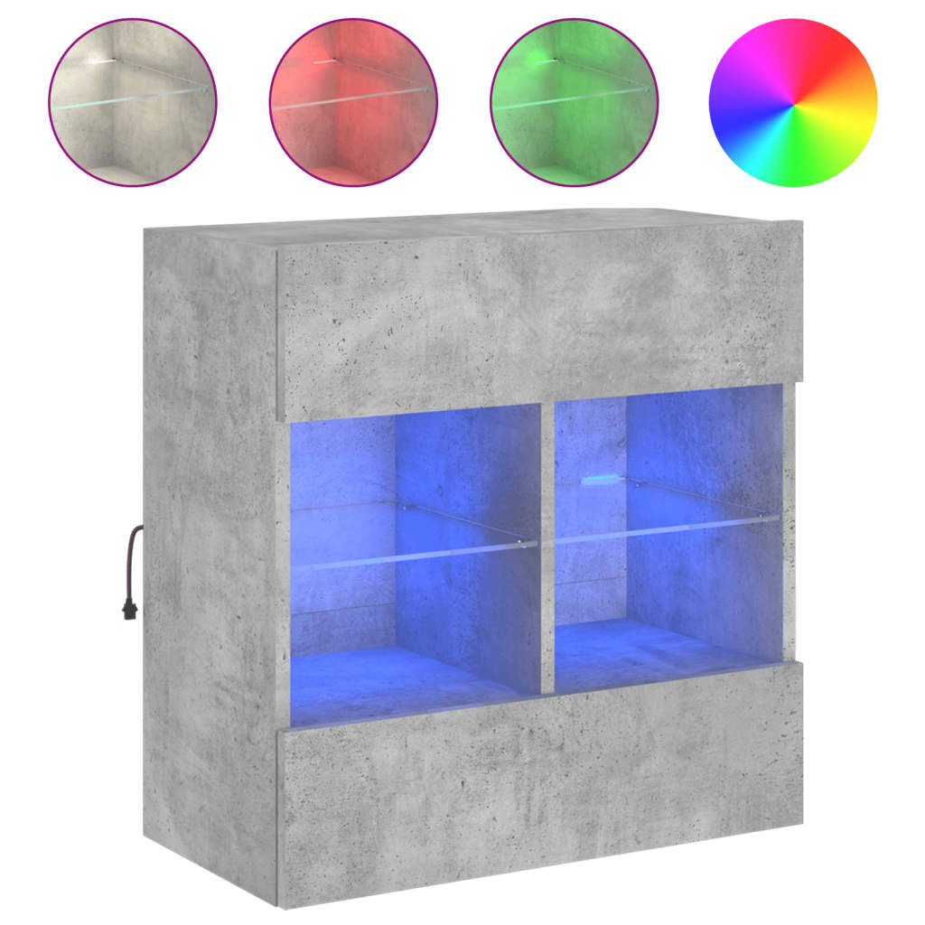 Έπιπλο Τηλεόρασης με LED Γκρι Σκυροδέματος 58,5x30x60,5 εκ. 2