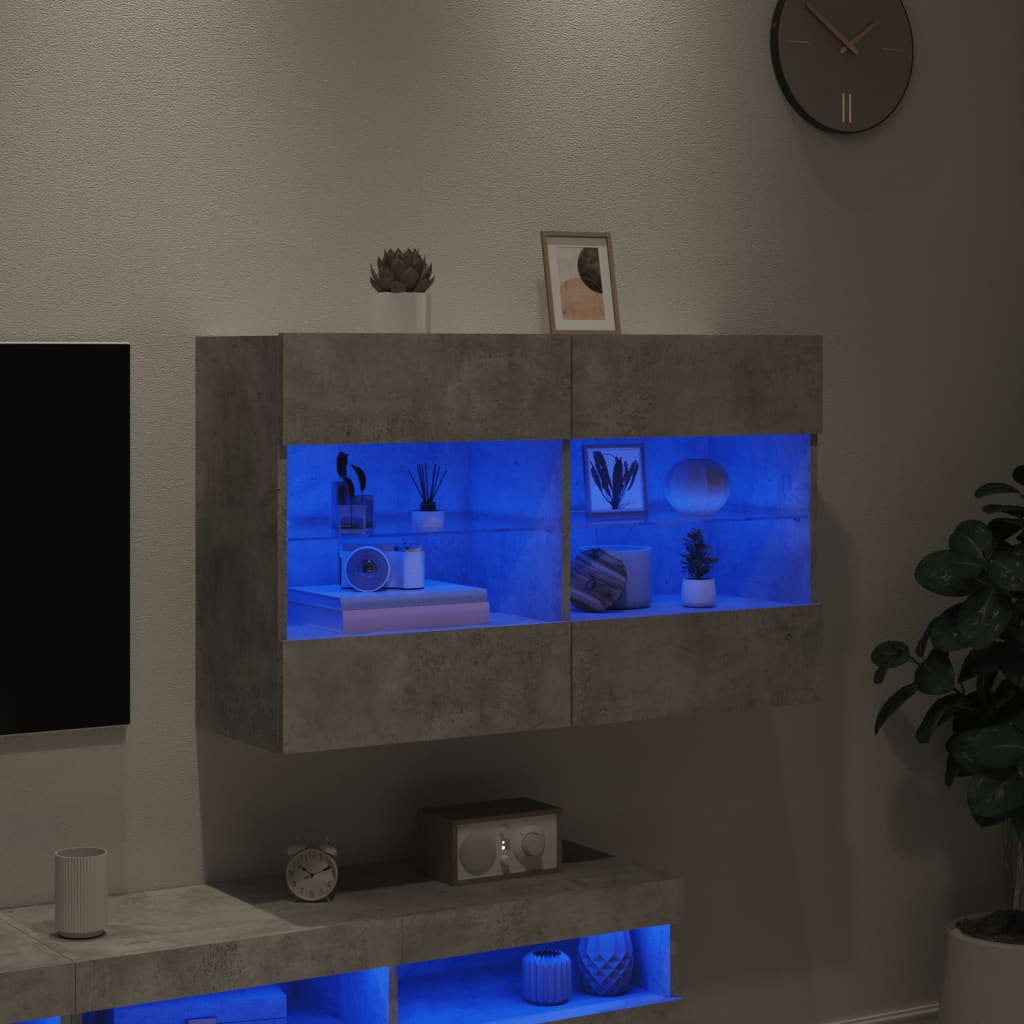 Έπιπλο Τηλεόρασης με LED Γκρι Σκυροδέματος 98,5x30x60,5 εκ. 4