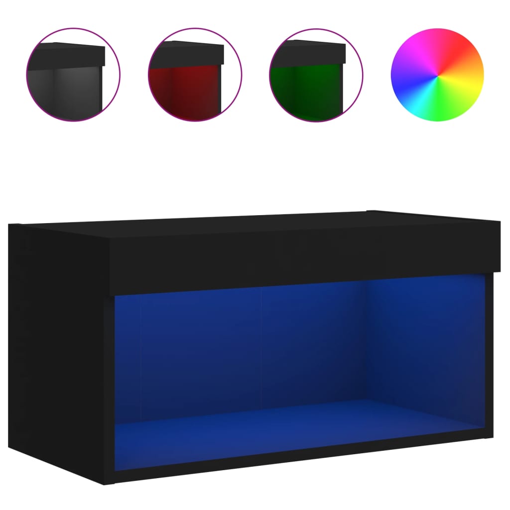 Έπιπλο Τηλεόρασης με LED Μαύρο 60x30x30 εκ. 2