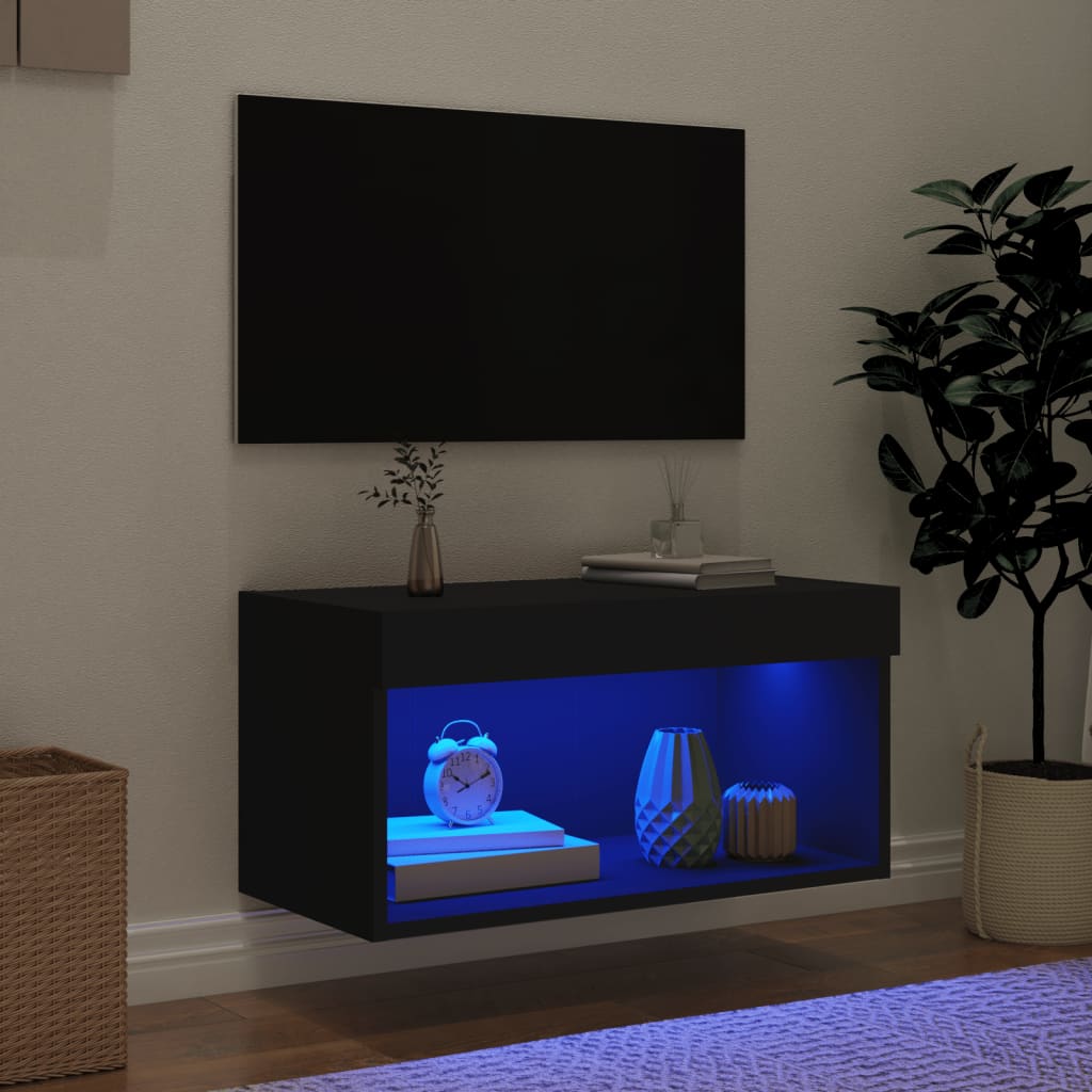 Έπιπλο Τηλεόρασης με LED Μαύρο 60x30x30 εκ. 3