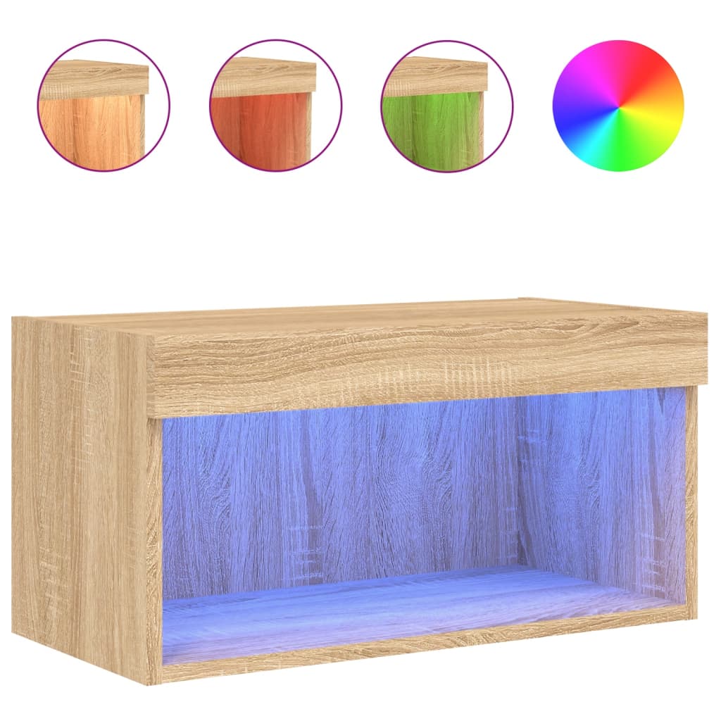 Έπιπλο Τηλεόρασης με LED Sonoma Δρυς 60x30x30 εκ. 2