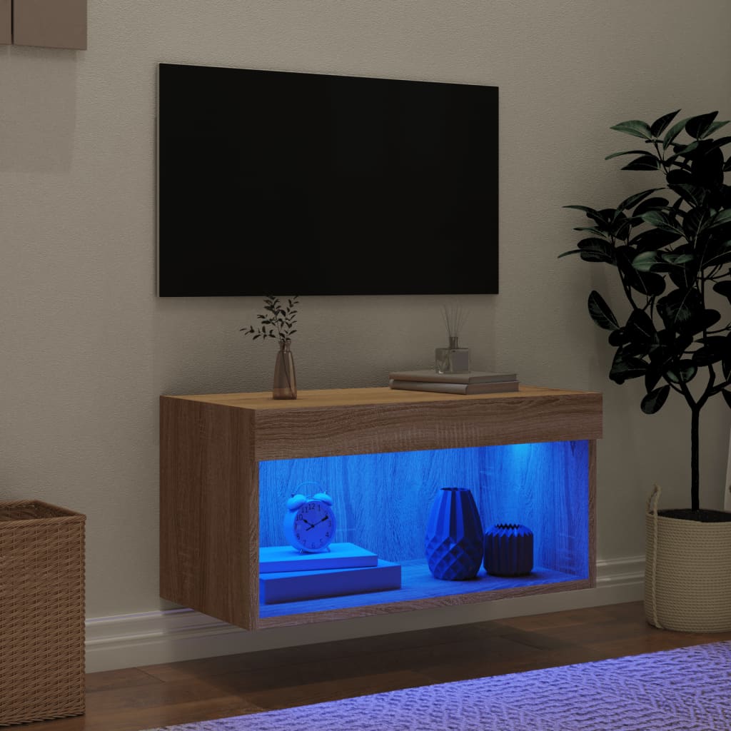 Έπιπλο Τηλεόρασης με LED Sonoma Δρυς 60x30x30 εκ. 3