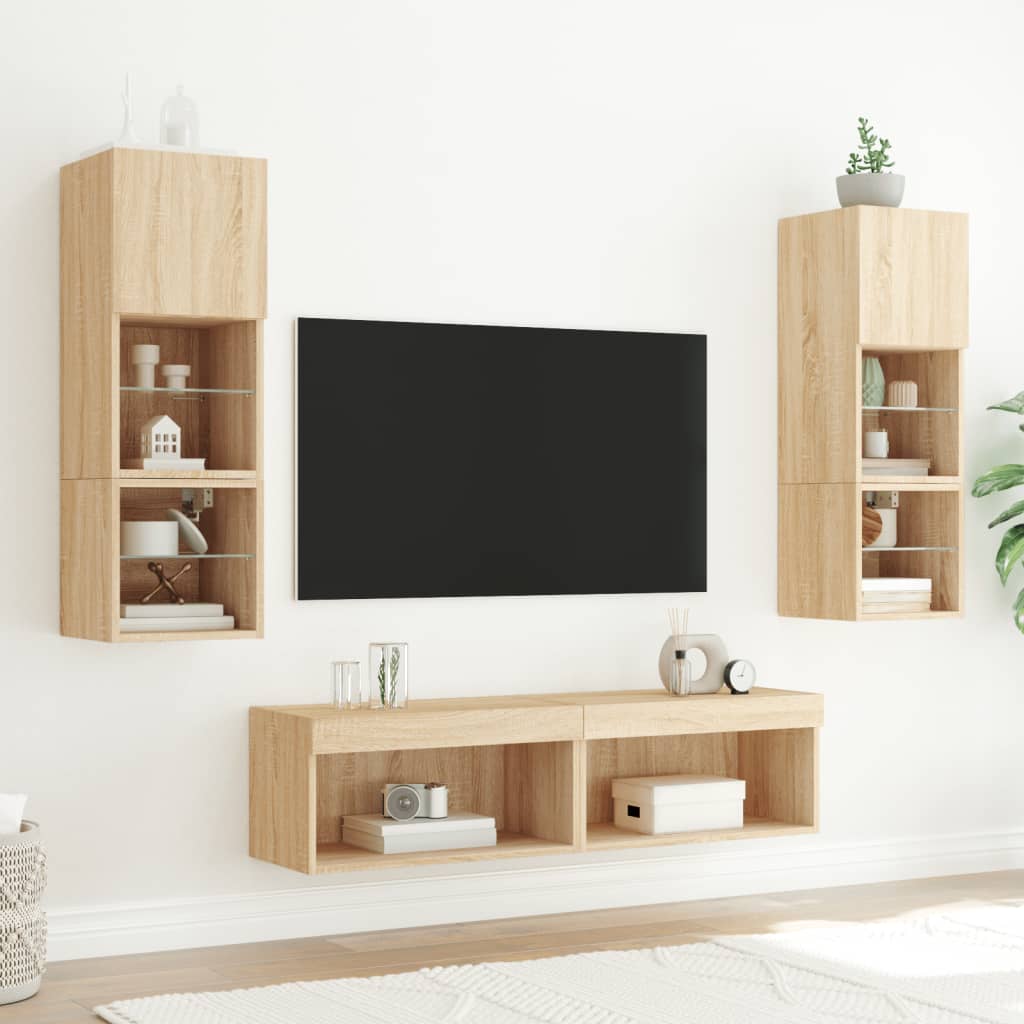 Έπιπλο Τηλεόρασης με LED Sonoma Δρυς 60x30x30 εκ. 4