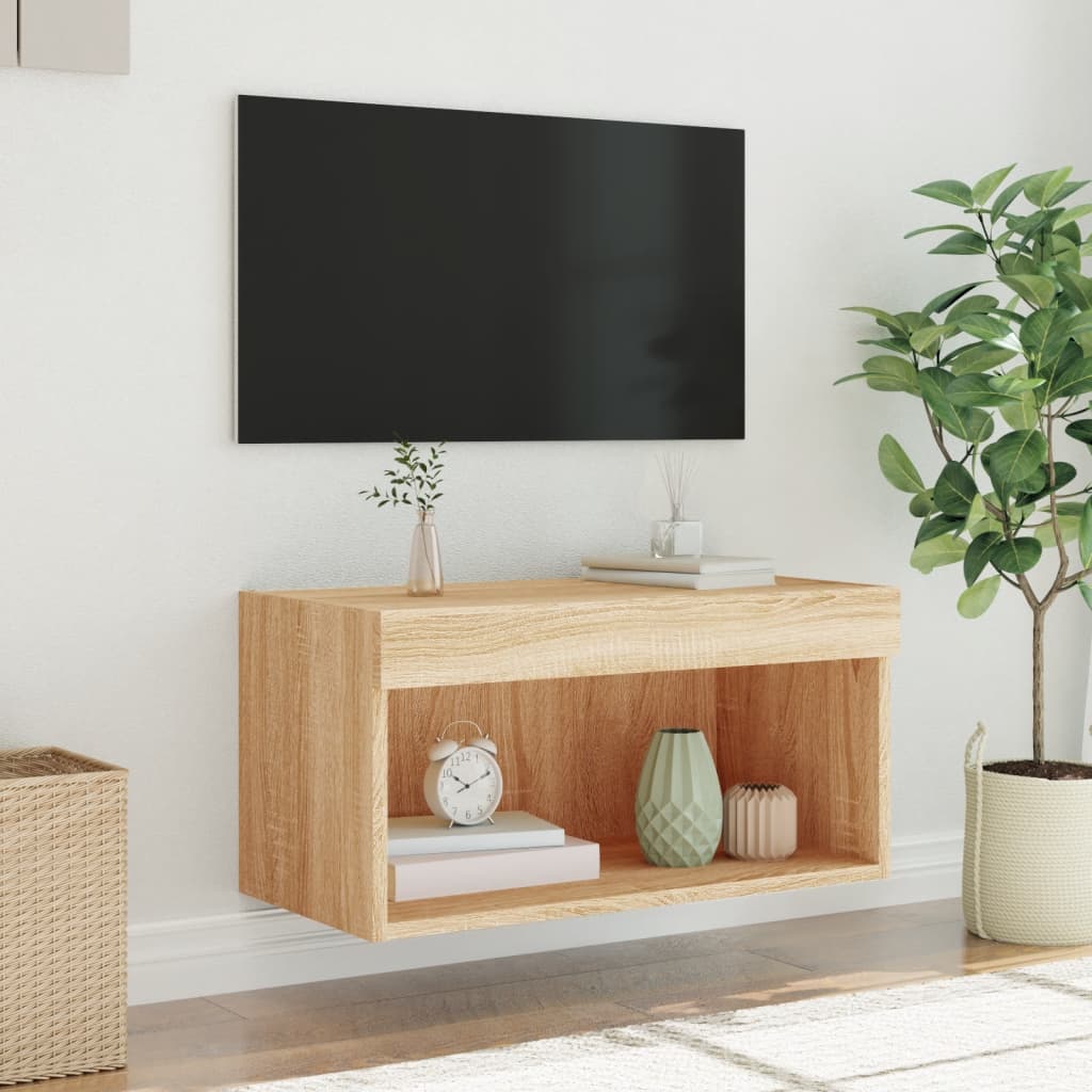 Έπιπλο Τηλεόρασης με LED Sonoma Δρυς 60x30x30 εκ. 5