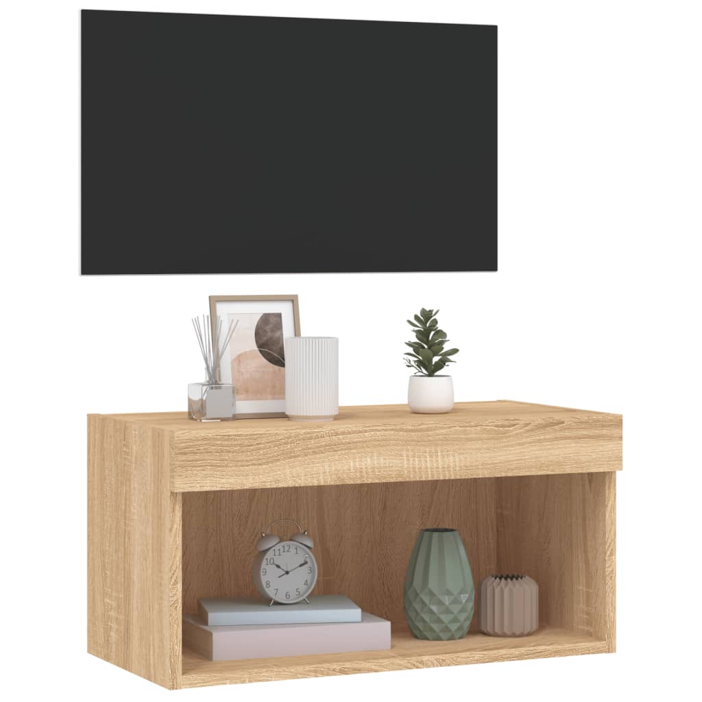 Έπιπλο Τηλεόρασης με LED Sonoma Δρυς 60x30x30 εκ. 6